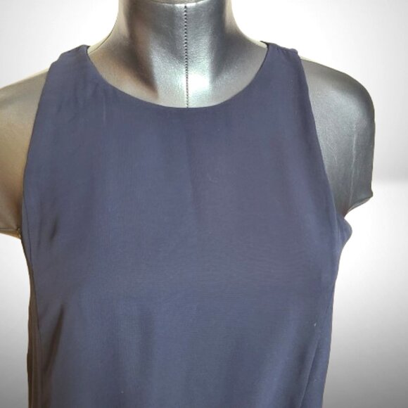 Abercrombie & Fitch Navy Chiffon Swing Shift Dress | Keyhole Back | Size M - Picture 2 of 6